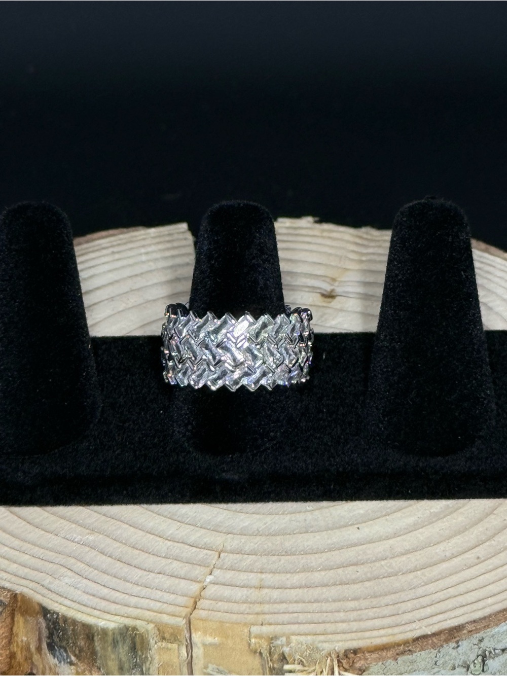 Bomb Party Triple Eternity Band Ring - Silver Tone